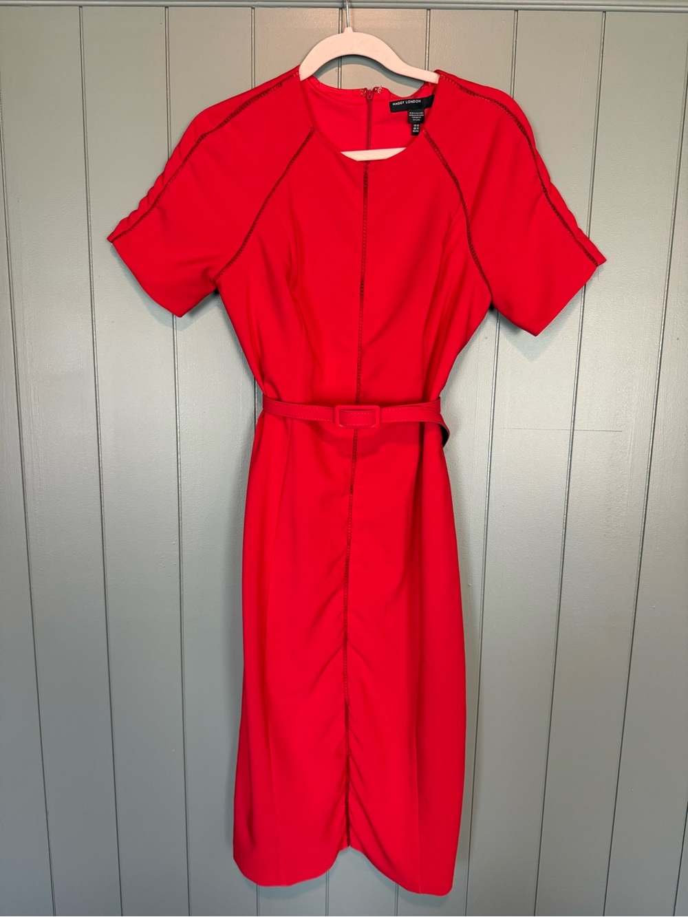 Maggy London Red Belted Sheath Dress